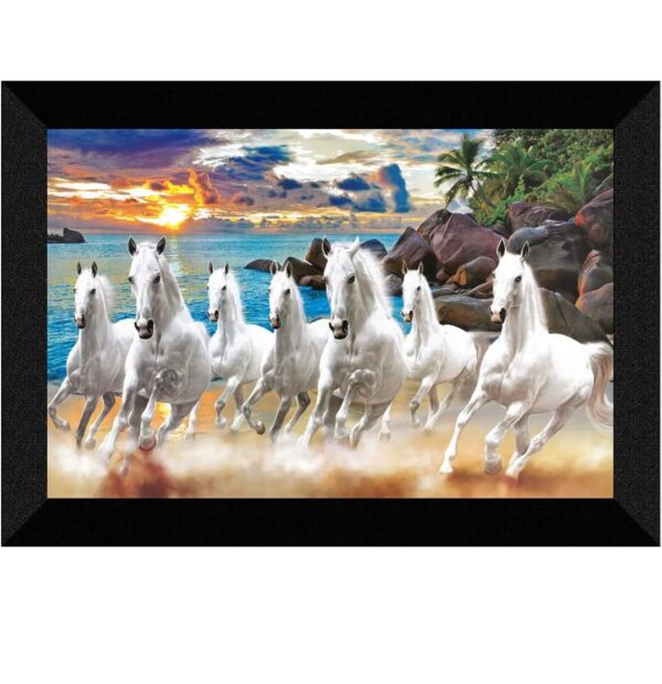 Positive Poster For Vastu Seven Lucky Running Horses Painting Poster
